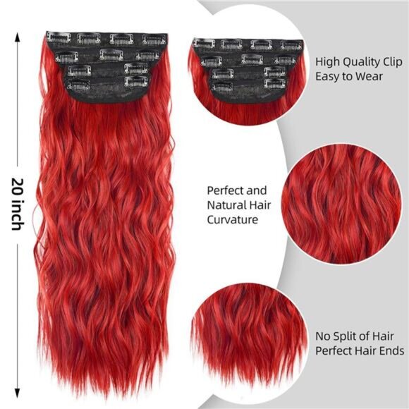 4PCS Clip in Hair Extensions, light Red - Picture 3 of 6